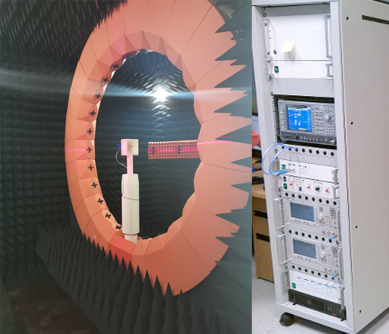 Antenna tested in an RF anechoic chamber